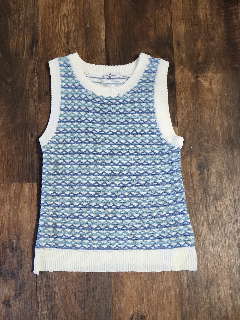 Sam edelman Sleeveless Knit Tank Sweater in Blue White